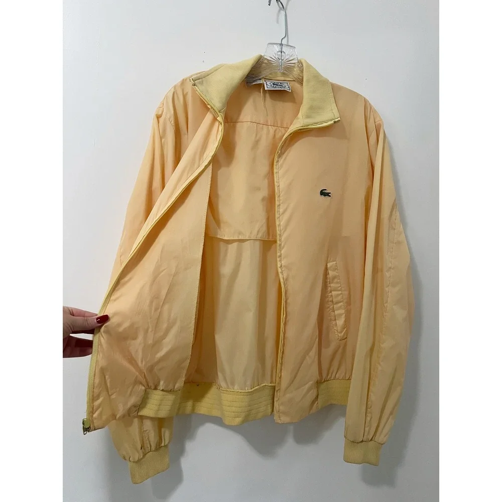 IZOD Lacoste Mens‎ Lightweight Zip Up Jacket Pale Yellow Retro Sportswear Large